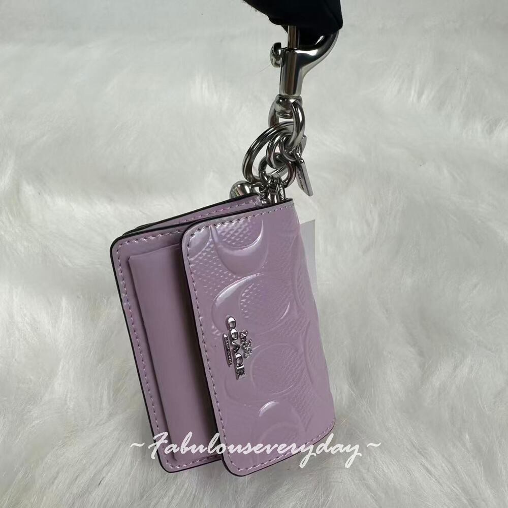 COACH Klare Bag Charm In Signature Leather With Heart Charm In Purple CDB50 NWT